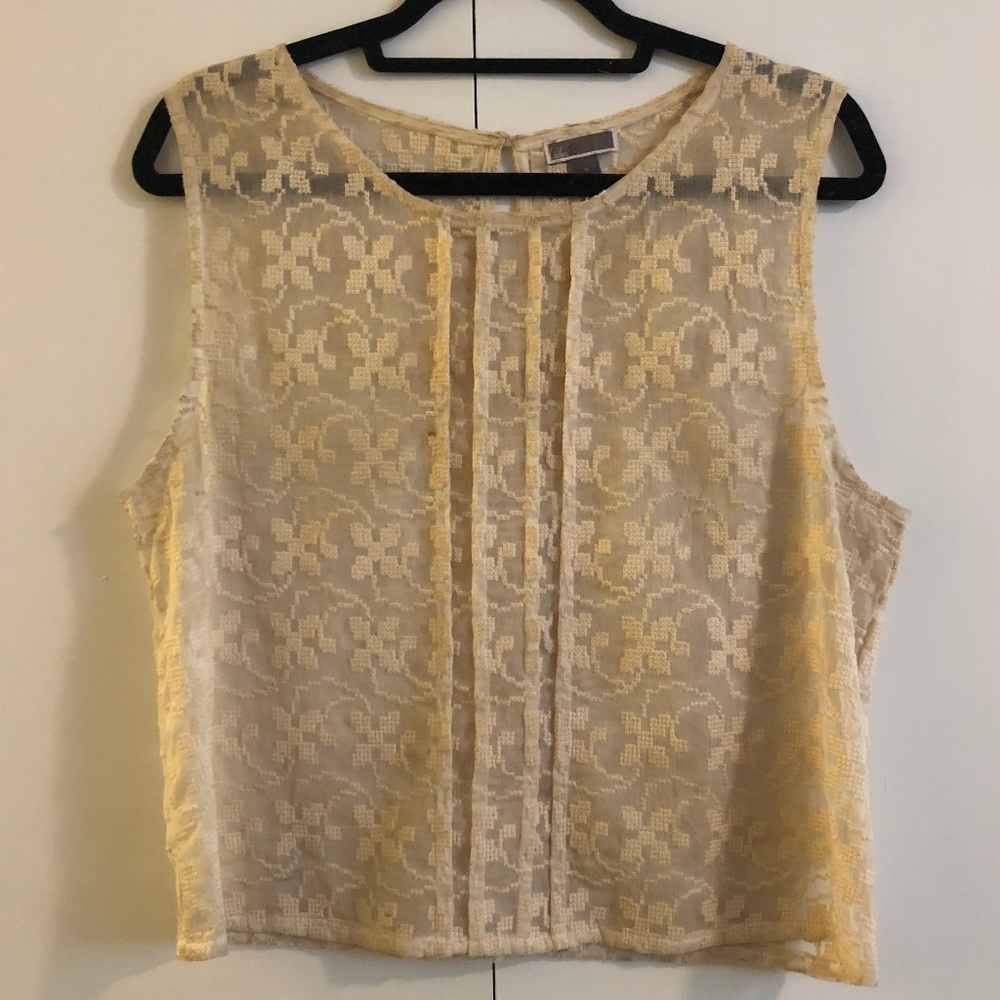 Chelsea28 White embroidered crop tank top